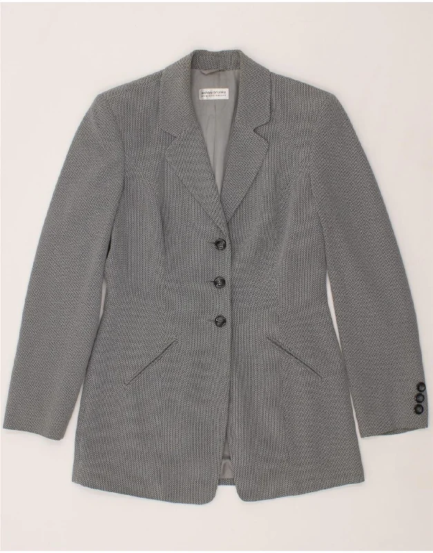 ASHLEY BROOKE Womens 3 Button Blazer Jacket UK 10 Small Grey Viscose