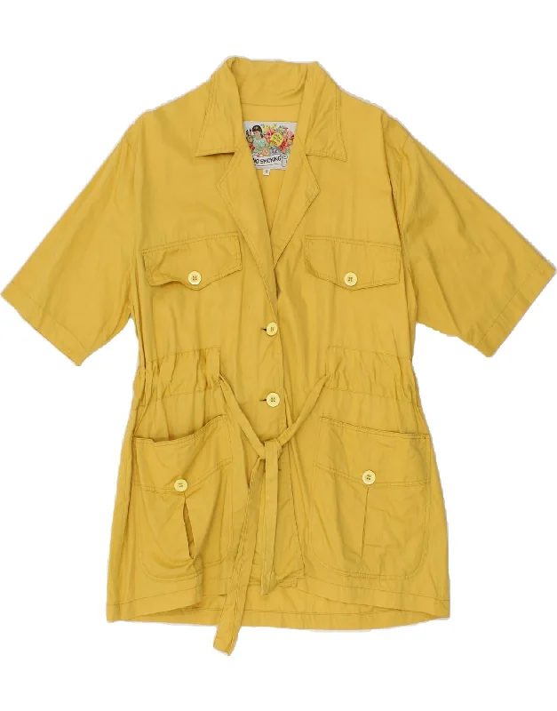 VINTAGE Womens 3 Button Short Sleeve Utility Jacket UK 10 Small Yellow