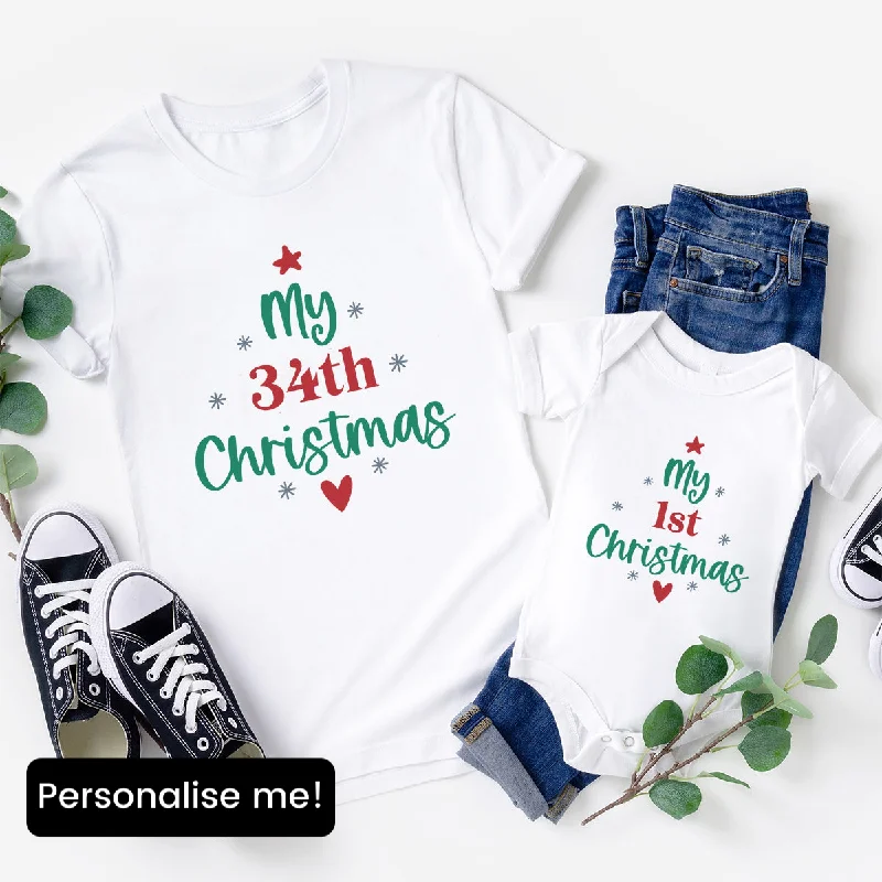 Customised Age Funny Christmas T-Shirt & Bodysuit Set