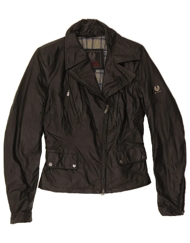 BELSTAFF Womens Biker Jacket IT 42 Medium Black Cotton