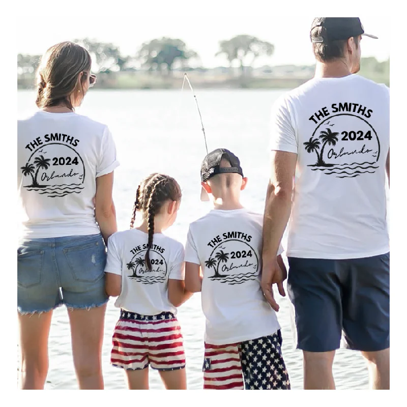 On Our Hols 24- Personalised Back Logo Family Matching T-Shirts- White