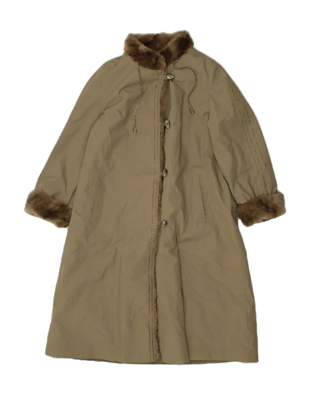 YOUR SIXTH SENSE Womens Overcoat UK 14 Medium Khaki