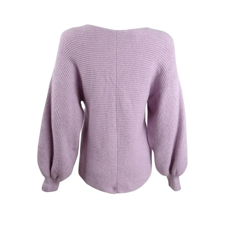 1.STATE V-Neck Bubble-Sleeve Sweater Pink Size X-Large by Steals