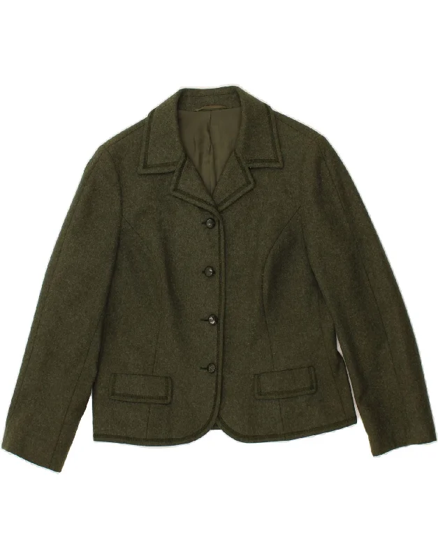 RALPH Womens 4 Button Blazer Jacket UK 16 Large Green Virgin Wool