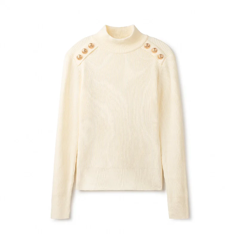 Gold Button Sweater  IN: Ivory