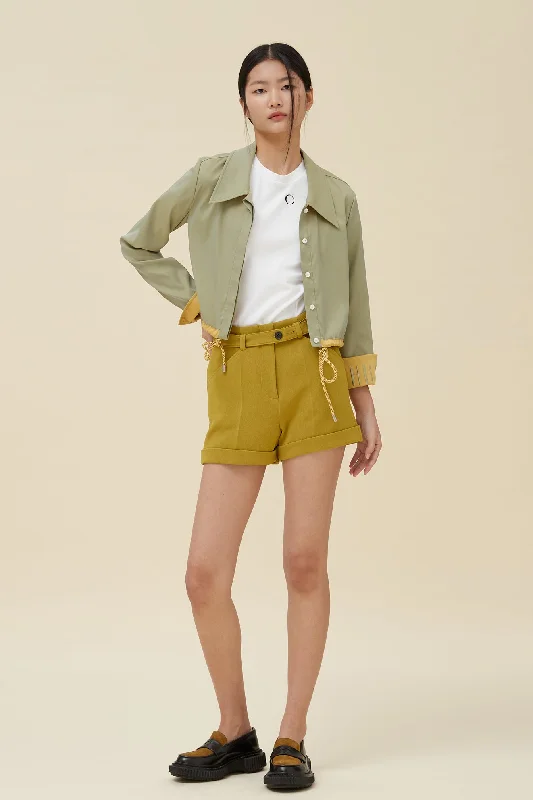 HYE DRAWSTRING CROPPED SHIRT