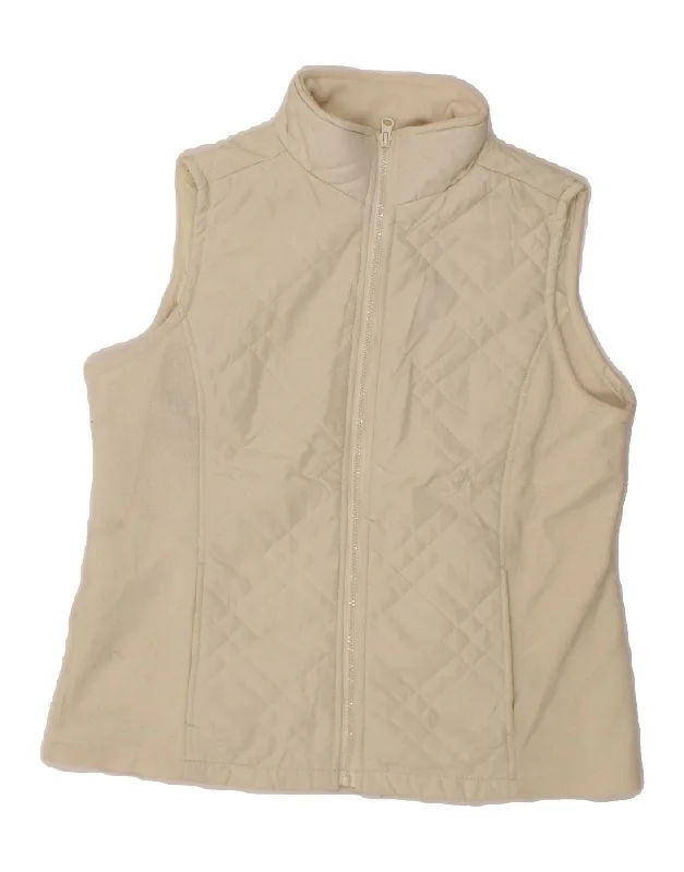 IZOD Womens Quilted Gilet UK 14 Medium Off White Polyester