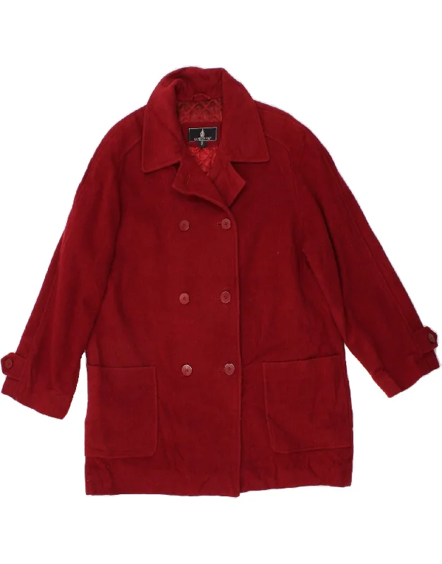 LONDON FOG Womens Double Breasted Coat US 16 2XL Red Wool