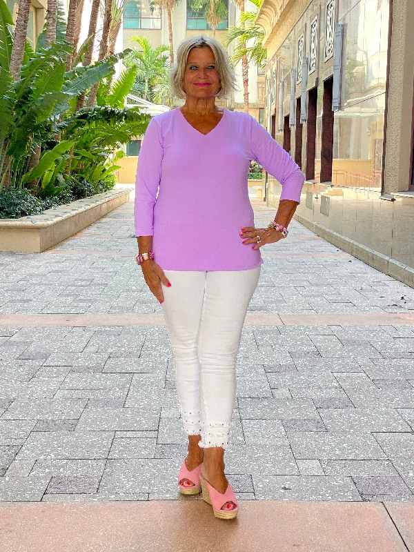 LILAC V NECK TOP