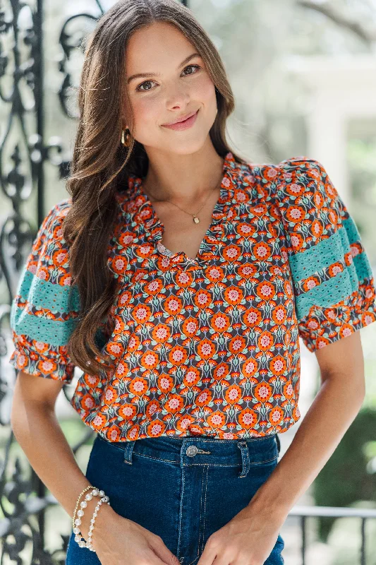 Just Right Orange Medallion Blouse