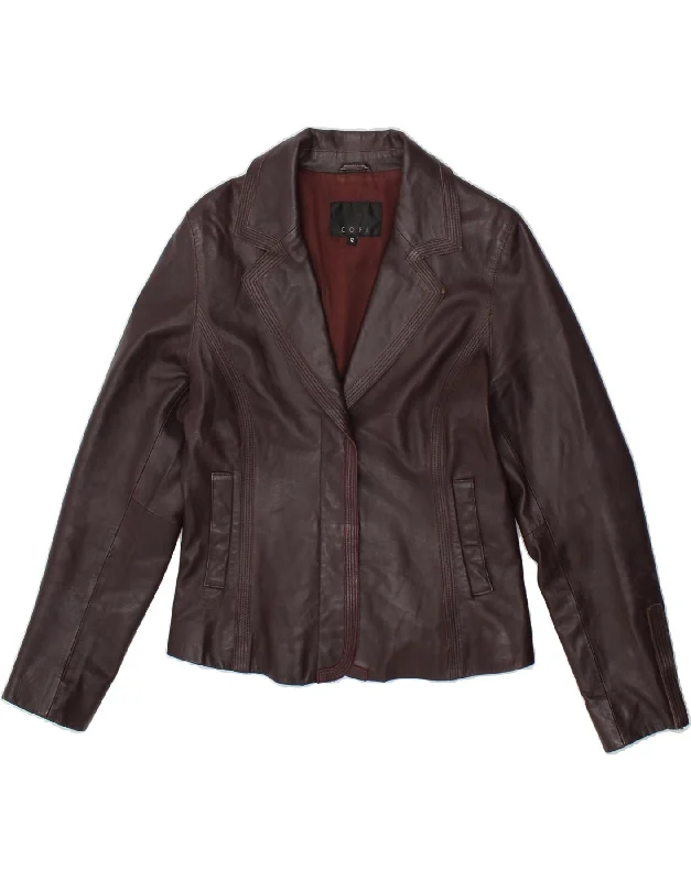 COFI Womens Leather Jacket UK 12 Medium  Purple Leather