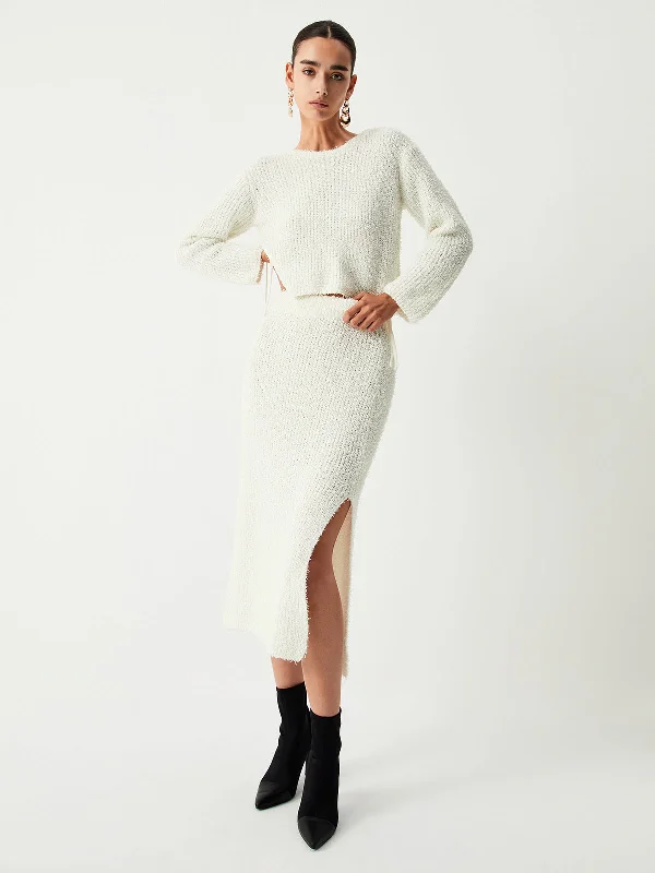 Cream Fuzzy Graceful Crop Sweater