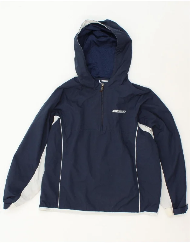 REEBOK Womens Pullover Hooded Rain Jacket UK 12 Medium Navy Blue Nylon