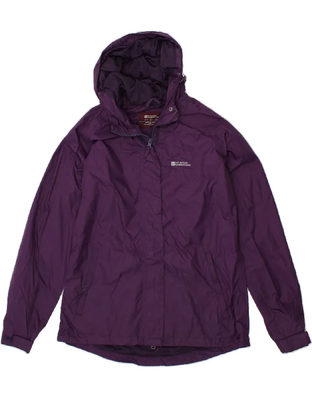 MOUNTAIN WAREHOUSE Womens Hooded Rain Jacket UK 12 Medium  Purple