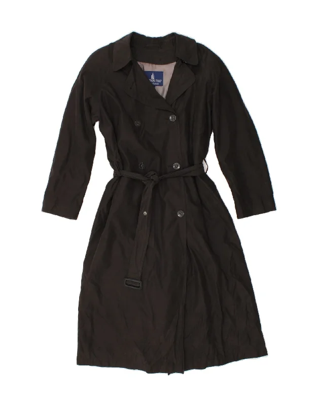 LONDON FOG Womens Trench Coat US 8 Medium Black