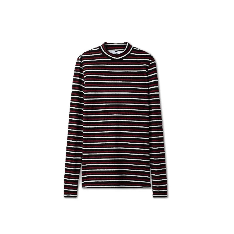 Cotton Mockneck - Burgundy/Black/White