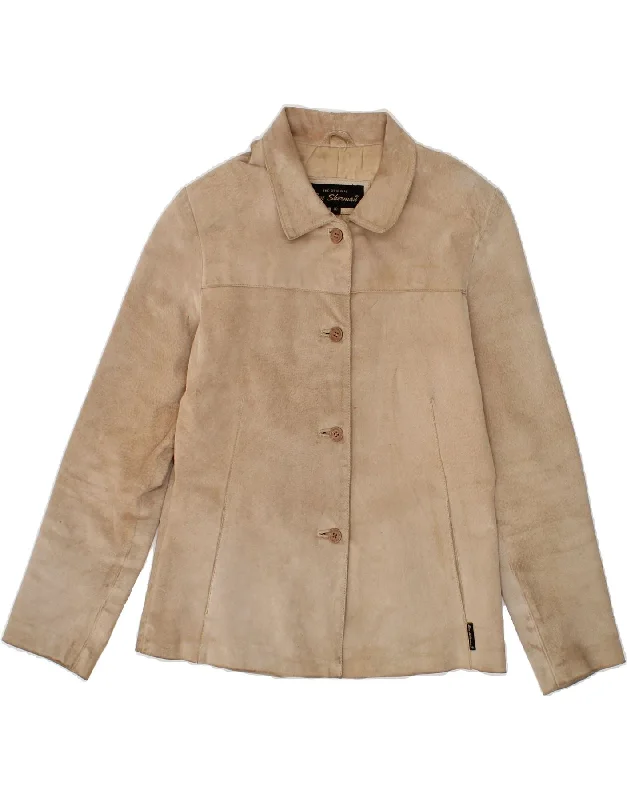 BEN SHERMAN Womens Suede Jacket UK 10 Small Beige Leather