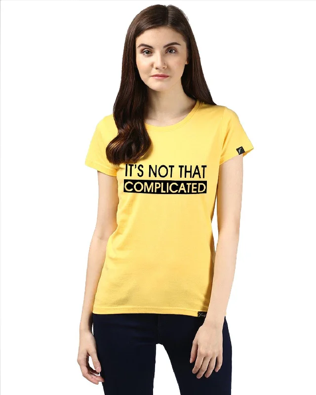 Womens Half Sleeve Complicated Printed Yellow Color Tshirts