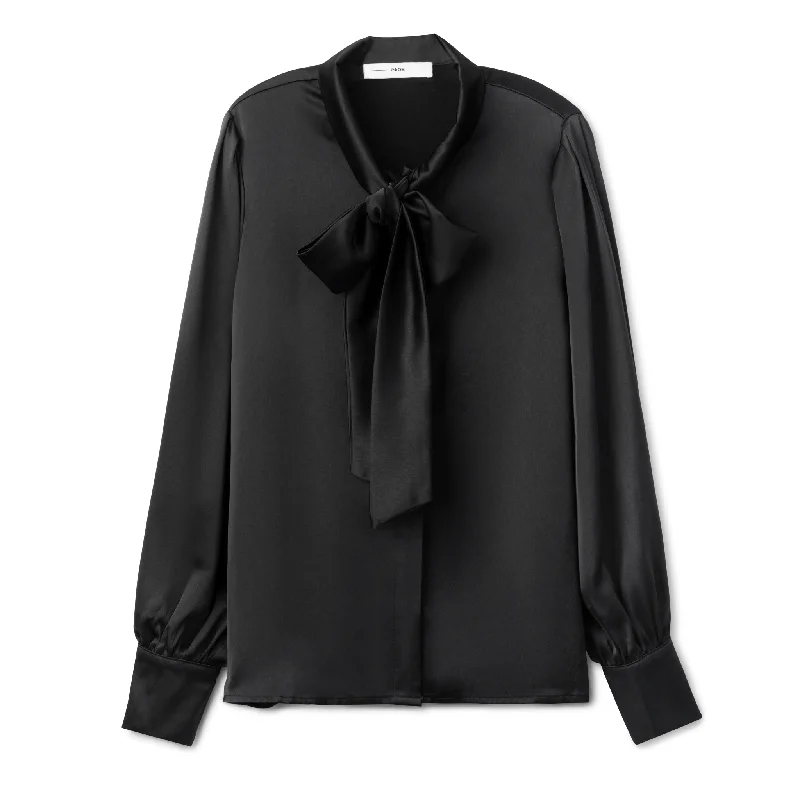 Silk Tie Blouse IN: Black