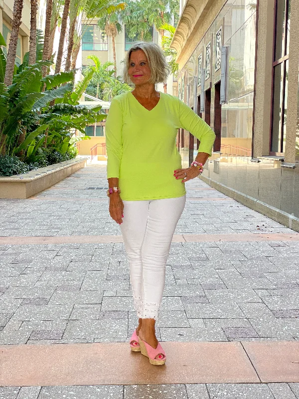 LIME V NECK TOP