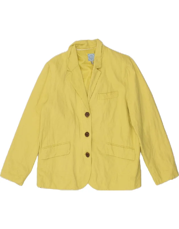 JOULES Womens 3 Button Blazer Jacket UK 16 Large  Yellow Cotton