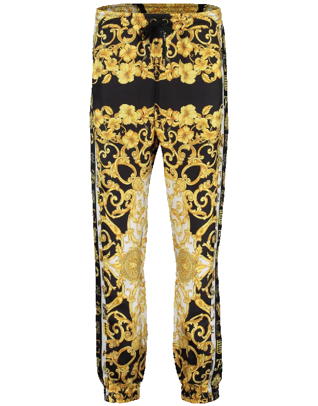 Black And Gold Print Joggers