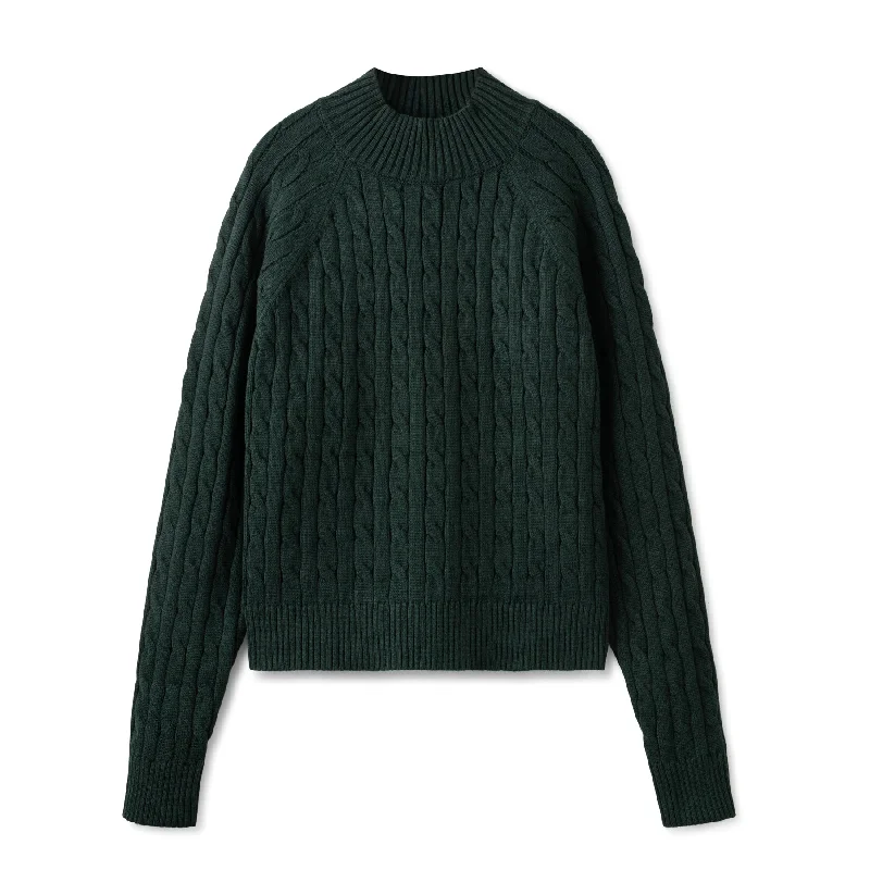 Cable Knit Turtleneck In: Hunter Green