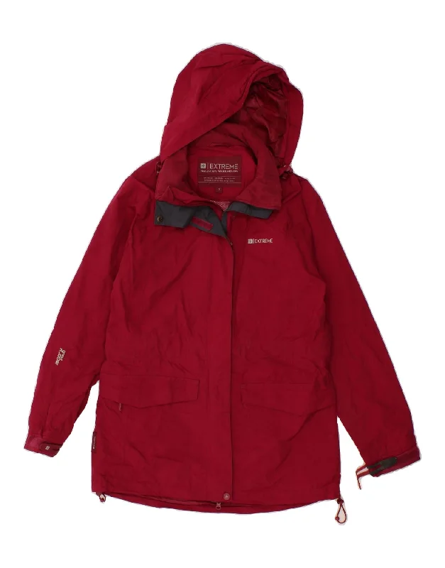 MOUNTAIN WAREHOUSE Womens Hooded Rain Jacket UK 10 Small  Red Nylon