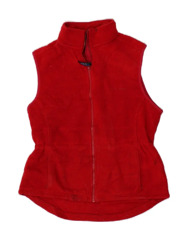 L.L.BEAN Womens Fleece Gilet UK 14 Medium Red Polyester