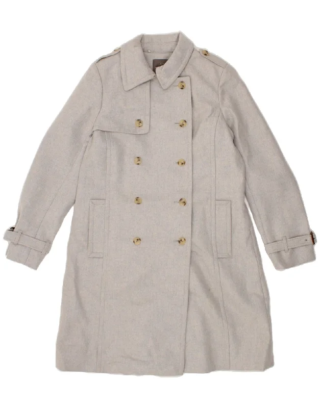 J. CREW Womens Trench Coat US 12 Large Grey Wool