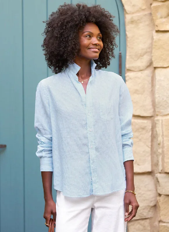 Eileen Turquoise Stripe Linen Shirt