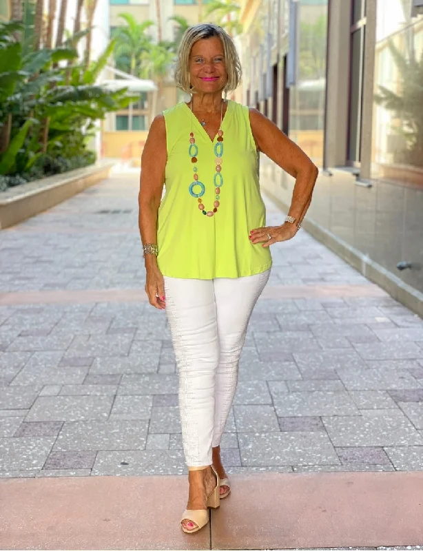 TAILORED LIME SLEEVELESS NECK TOP