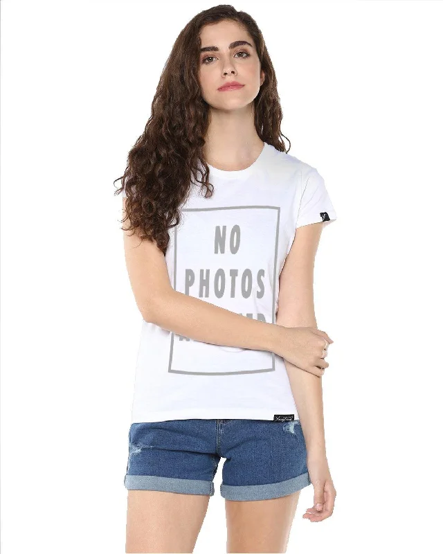 Womens Half Sleeve Nophoto Printed White Color Tshirts