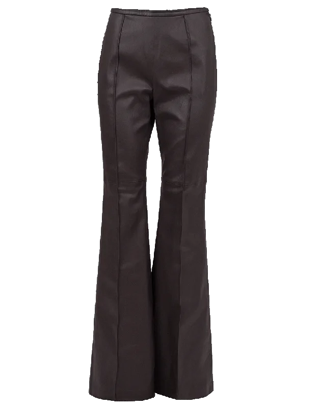 Side Zip Stretch Leather Flare Pant