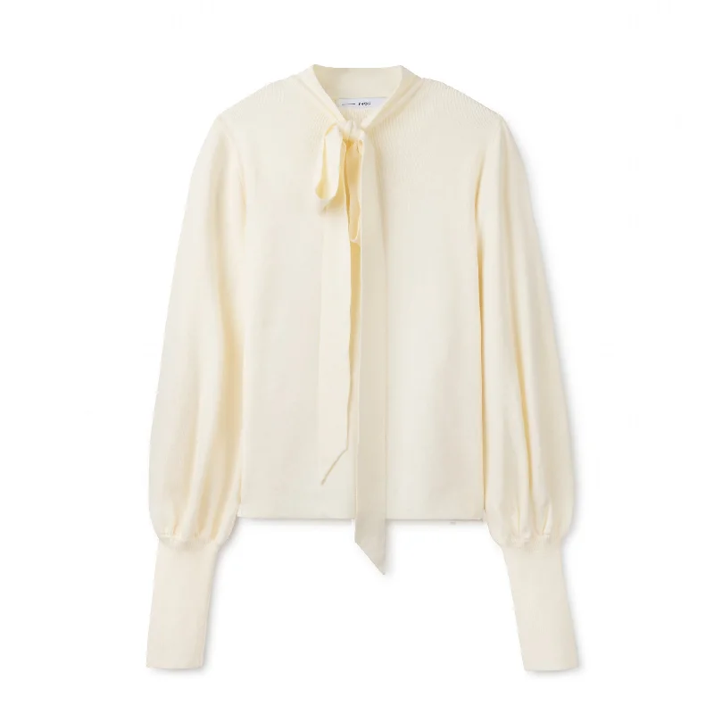 Tie Neck Sweater IN: Ivory