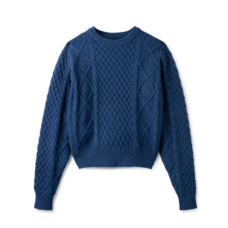 Lux Cable Knit Sweater In: Medium Blue