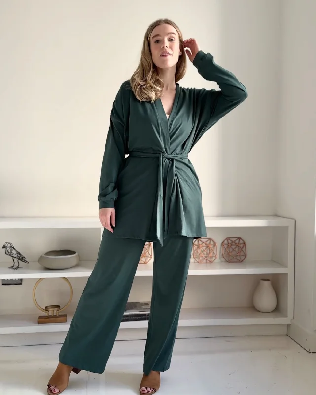 NOA wrap tunic in Hunter Green