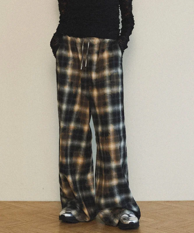 【25SPRING PRE-ORDER】Bleach Plaid Pattern Easy Pants