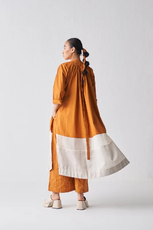 Gathered Neck Shirt - Rust