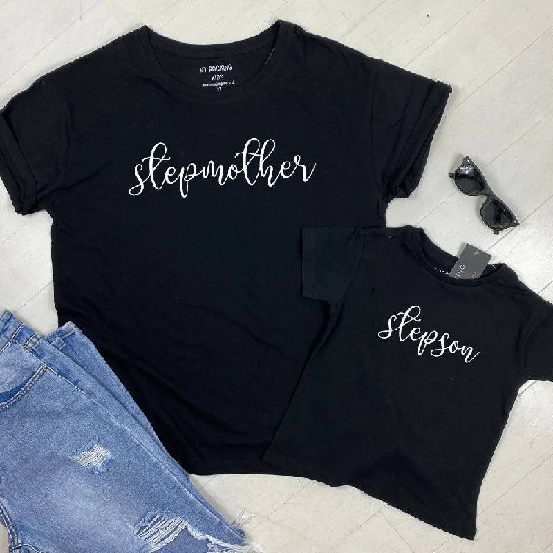 Stepmother & Stepson Matching Black T-Shirts (MRK X)