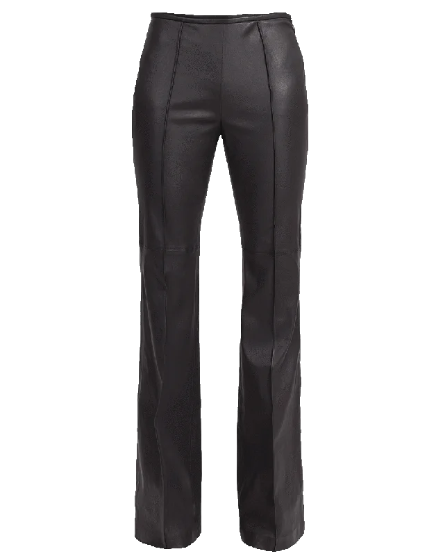 Side Zip Stretch Leather Flare Pant