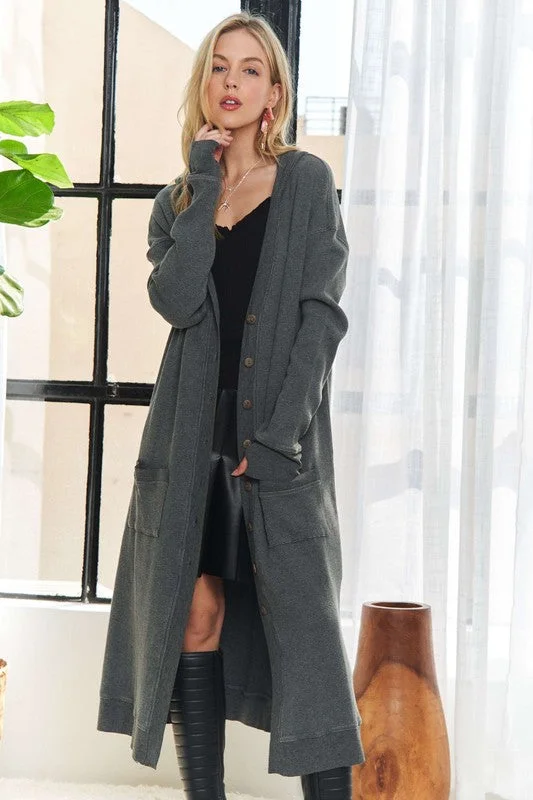 LAURA MINERAL WASHED HOODIE CARDIGAN