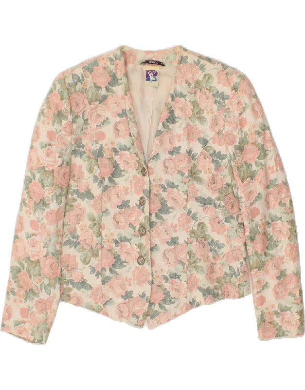 YESSICA Womens 4 Button Blazer Jacket EU 40 Medium Pink Floral