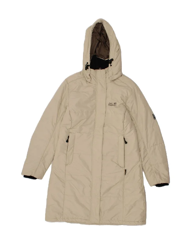 JACK WOLFSKIN Womens Hooded Padded Coat UK 12/14 Medium Off White