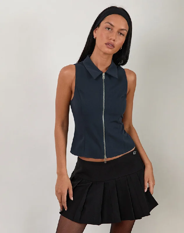 Janae Vest Top in Tailoring Navy