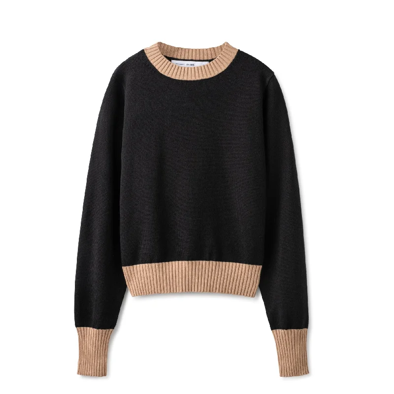 Colorblock Sweater In: Black/Beige