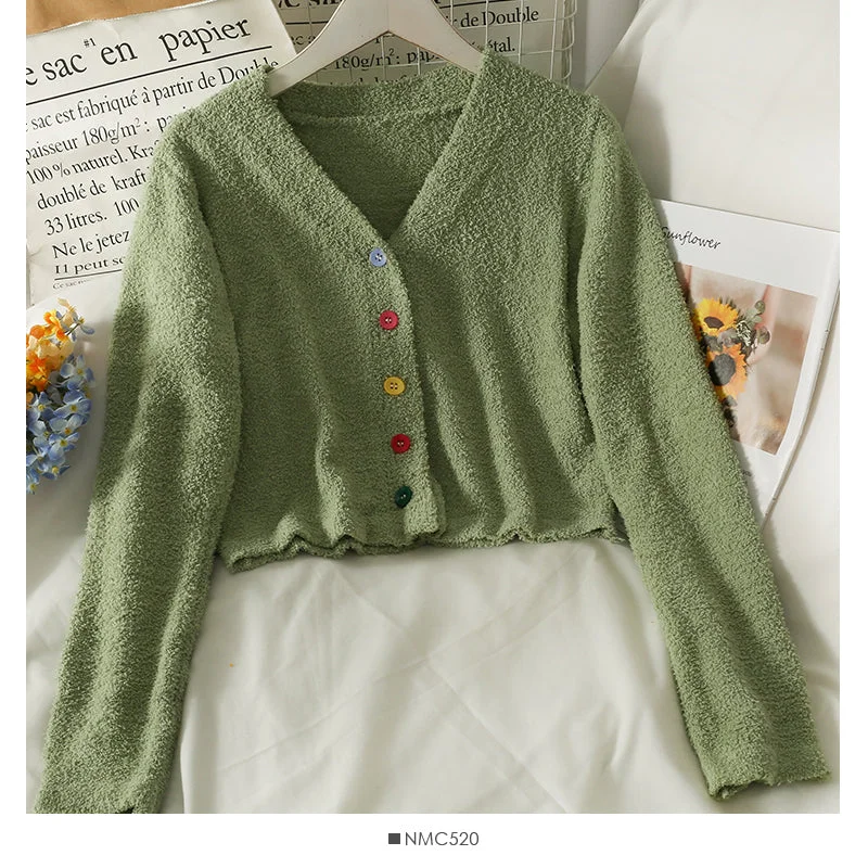 Sweater women's cardigan low neck slim long sleeve granular top  2018