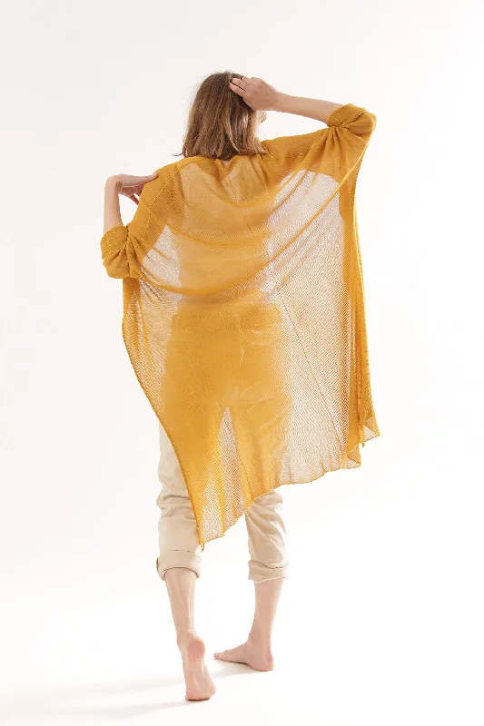 Long Bamboo Cardigan - Yellow curry