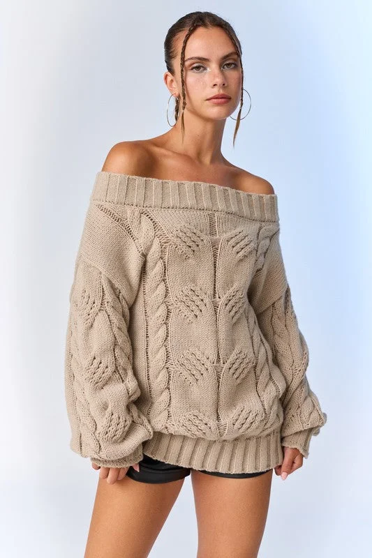 Ella Oversized Cable Knit Sweater - Medium - Final Sale