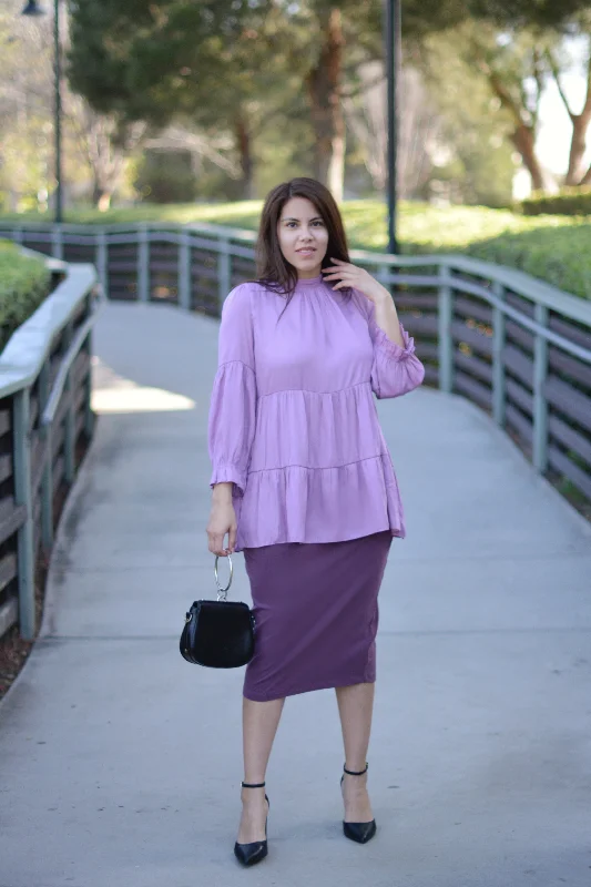 Arabella Lilac Peplum Highlow Top